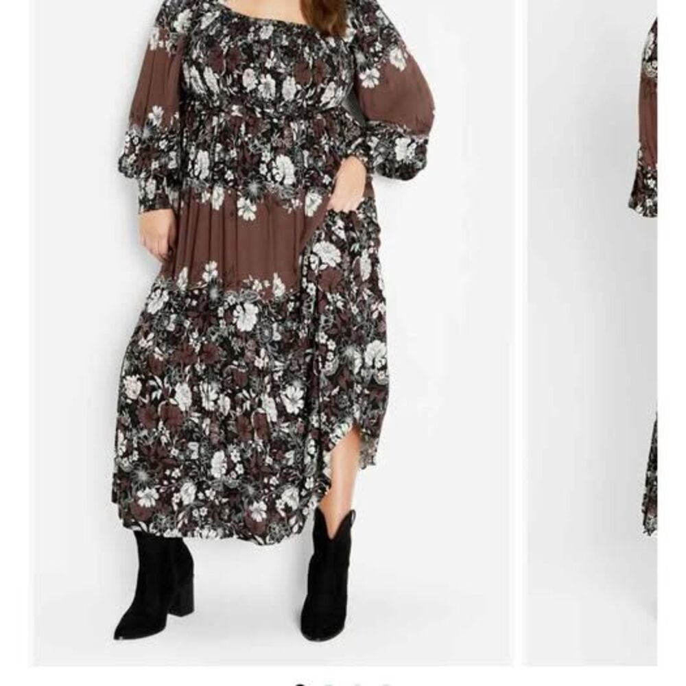 City Chic Hattie Floral Print Maxi Dress LRG